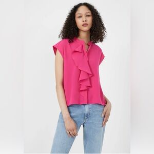 French Connection Medium Pink Ruffle Sleeveless Blouse